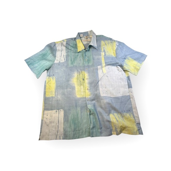 HAUPT German Abstract Print Short Sleeve Button Down Shirt‎ Men's 44-XL - Picture 7 of 10